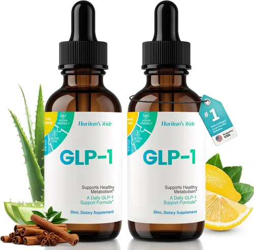 Huritan's Vride GLP-1 Gotas para Mujeres y Hombres - Suplemento GLP-1 Prémium con Berberina, Canela y Bromelaína para el Bienestar Diario - Pack de 2