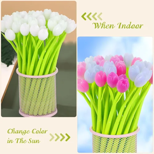 Miniatura 4 de Teling 100 bolígrafos de flores que cambian de color, bolígrafos coloridos a granel, tinta de gel creativa para oficina, regalos de niñas, regalos