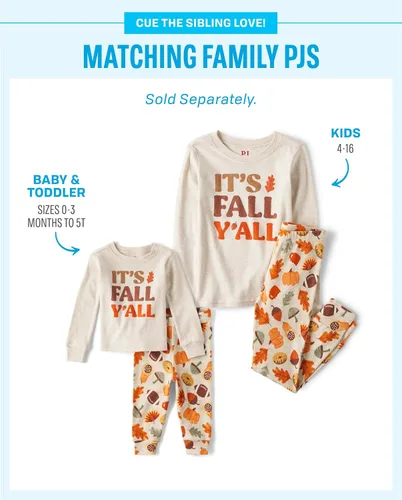 Miniatura 3 de The Children's Place Conjunto de pijama de cosecha de otoño, algodón