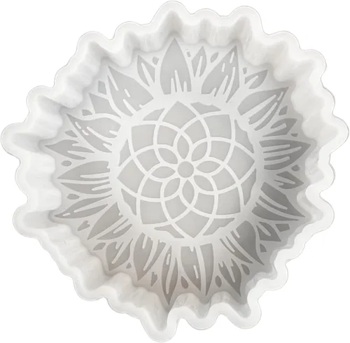 Molde de silicona Freshie de girasol para meditar aura, yoga, flor, corazón, chakra, coche, 4 x 4 x 1 pulgadas, bohemio, hippie, 4 x 4 x 1 pulgadas,