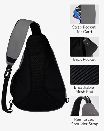 Miniatura 5 de WATERFLY - Mochila con eslinga, bandolera pequeña, mochila al hombro, cruzada, para hombres y mujeres, para viajes, ciclismo, senderismo, mochila