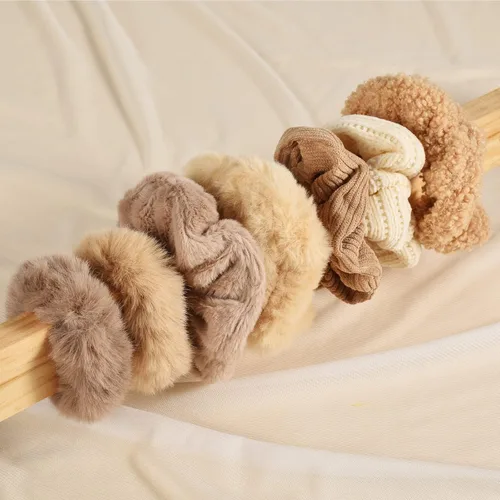 Miniatura 3 de 7 ligas elásticas de terciopelo sólido para el cabello, estilo suave para mujeres, cabello largo y grueso, sin daños para el cabello, accesorios