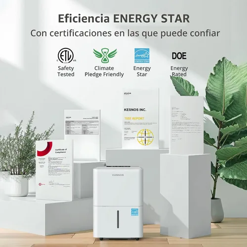 Miniatura 3 de Kesnos Deshumidificador Energy Star 2025 de 30 pintas para espacios de hasta 2500 pies cuadrados, deshumidificador silencioso para el hogar