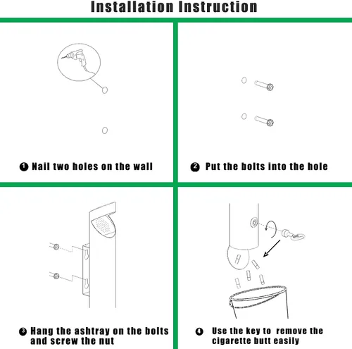 Miniatura 5 de Receptáculo de basura para exteriores montado en la pared, contenedor de basura exterior de acero inoxidable, contenedor de basura comercial