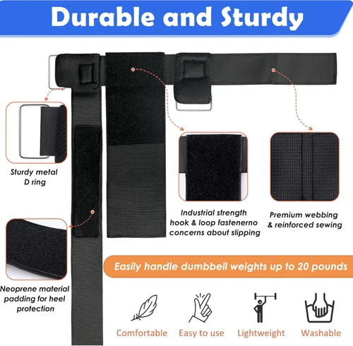 Miniatura 8 de Accesorio para el pie con mancuernas, correa ajustable para pesas de tobillo para entrenamientos de piernas, fortalece los flexores de cadera, 1pcs