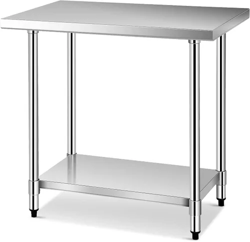 Giantex mesa de acero inoxidable con estante inferior para cocina industrial. Mesa de trabajo para preparación de alimentos 24 x 36 pulgadas