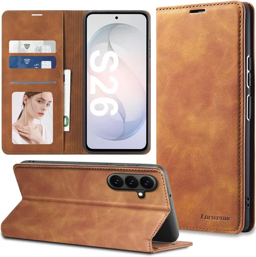 Miniatura 44 de Funda de piel con tapa para Samsung Galaxy Z Flip 3, con protección de bisagra, delgada y magnética tipo cartera [1 tarjetero], funda protectora a