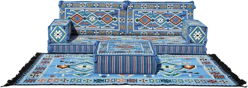 Miniatura 7 de arabicsofa Oriental - Sofá modular grande Majlis para el suelo, asiento árabe con almohadas de respaldo, juego de sofá bajo seccional esquinero