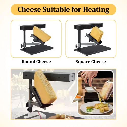 Miniatura 4 de YUEWO Raclette - Máquina de raclette eléctrica comercial para máquina de raclette suiza, calentador de fusión Demi para media rueda de queso nacho