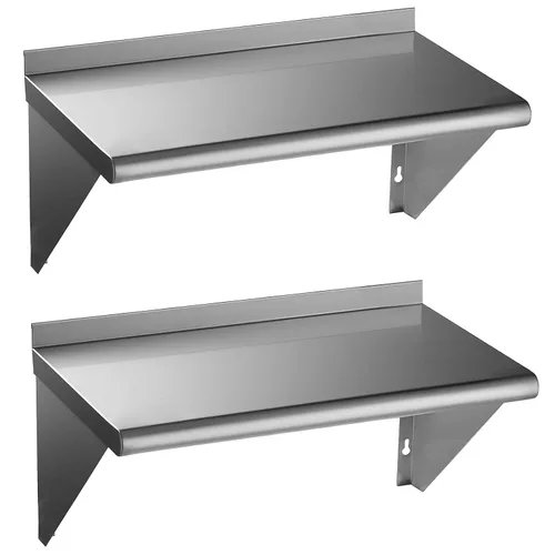 Miniatura 17 de ROCKPOINT Estante de acero inoxidable de 12 x 24 pulgadas, 250 libras, estantes comerciales de metal NSF para montaje en pared, estantería flotante