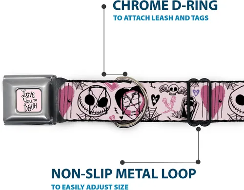 Miniatura 5 de Collar para mascotas de Disney, collar de perro, hebilla de cinturón de seguridad de metal, The Nightmare Before Christmas Jack and Sally Doodles