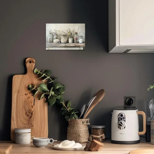 Miniatura 4 de SWQYLB Arte de pared de granja campestre para cocina, cuadros de especias, tarro de albañil, pintura culinaria, lienzo culinario, impresiones