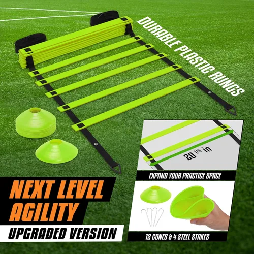 Miniatura 5 de Yes4All Agility Ladder – Adjustable Speed & Agility Training Equipment for All Ages – Durable, Portable, Multiple Combo Sets Available B. Combo Lima