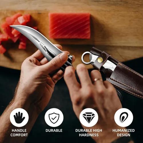 Miniatura 2 de Juego de cuchillos de caza de hoja fija, 2 piezas, cuchillo táctico de supervivencia con mango de espiga completa con funda para acampar al aire