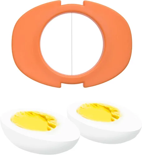 Miniatura 5 de Juego de rebanador de huevos con 3 cortadores - Corta huevos duros en rodajas finas, gajos o mitades - Rebanar huevos manualmente fácil - Sin