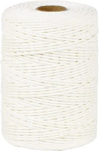 PerkHomy Cuerda de algodón para carniceros 700 pies 2mm de grosor, cordel para cocinar, apto para alimentos, manualidades, cocina, carne de Blanco