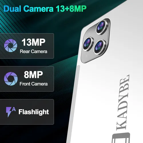 Miniatura 6 de KADYBE Tablet 2024 Tabletas Android de 10 pulgadas, última tableta con estuche de 128 GB de almacenamiento+16 GB de RAM+1 TB expandible, cámara