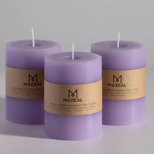 Miniatura 41 de MOZEAL Velas grandes sin perfume vertidas a mano de 3 x 8 pulgadas, sin humo, juego de 2, combustión lenta, sin goteo, aproximadamente 150 horas
