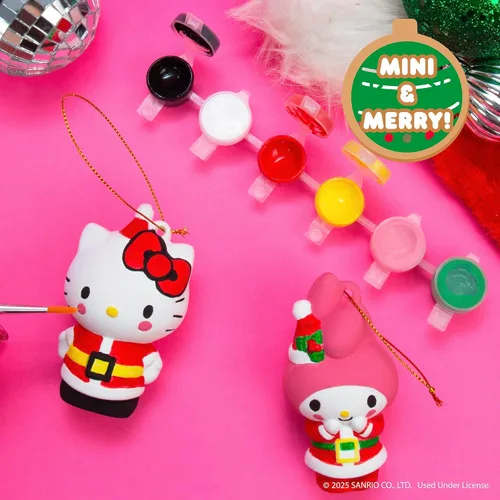 Miniatura 5 de Hello Kitty® y My Melody™ Kit para pintar tus propios adornos navideños, juego de manualidades de cerámica para las fiestas, paquete de 2