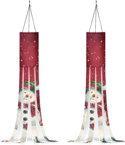 Miniatura 20 de Windsock - Calcetín de viento reutilizable suave de Navidad para colgar al aire libre para jardín, árbol, fiesta, decoración de bandera, calcetines