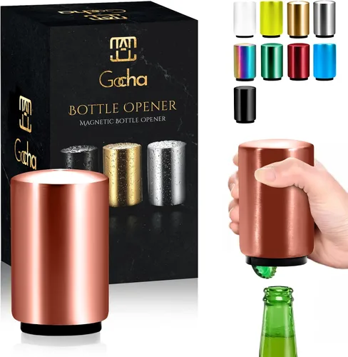 Miniatura 11 de GOCHA Abrebotellas magnético de cerveza con receptor automático de tapa – Dispositivo de empuje de acero inoxidable, herramienta de barra con una