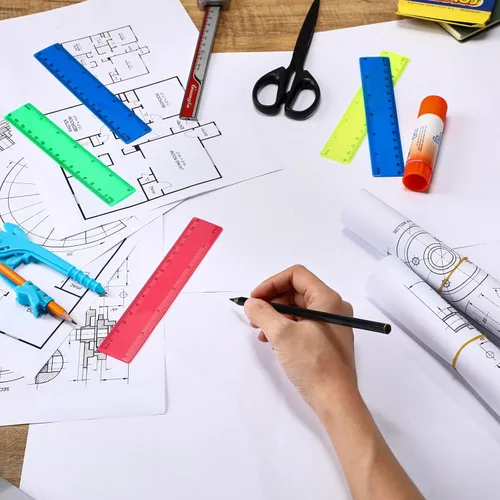 Miniatura 4 de Zonon 500 reglas rectas flexibles de plástico a granel con pulgadas y centímetros, regalo para el primer día de escuela, suministros de oficina