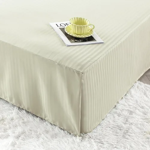 Miniatura 10 de HENGWEITEXT Falda de cama tamaño Queen con esquinas divididas, falda de cama plisada con esquinas divididas, faldas de cama con volantes