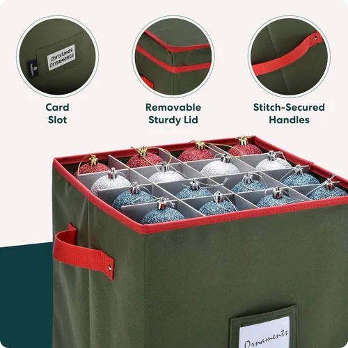 Miniatura 7 de Handy Laundry Almacenamiento de adornos de Navidad: almacena hasta 64 adornos navideños, divisores ajustables, dos asas. La caja de almacenamiento