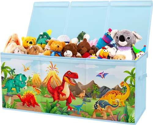 Miniatura 8 de decalsweet Caja de juguetes para niños, caja de almacenamiento de juguetes Oxford plegable con asas para niños, organizador de juguetes extra grande