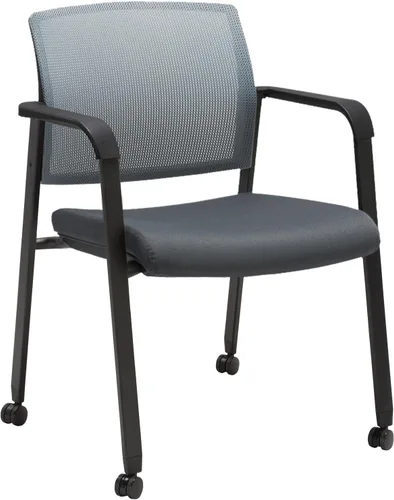 Miniatura 10 de CLATINA Juego de 2 sillas apilables con respaldo de malla con asiento de tela tapizado y soporte lumbar ergonómico para oficina, escuela, iglesia