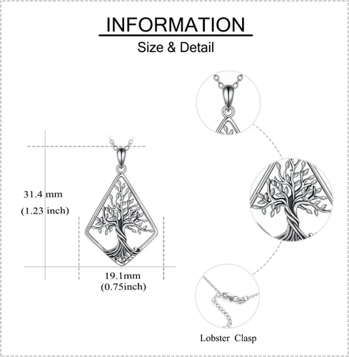 Miniatura 66 de ONEFINITY Collar de plata de ley 925 con diseño de árbol de la vida con colgante de nudo celta de concha de abulón para mujer