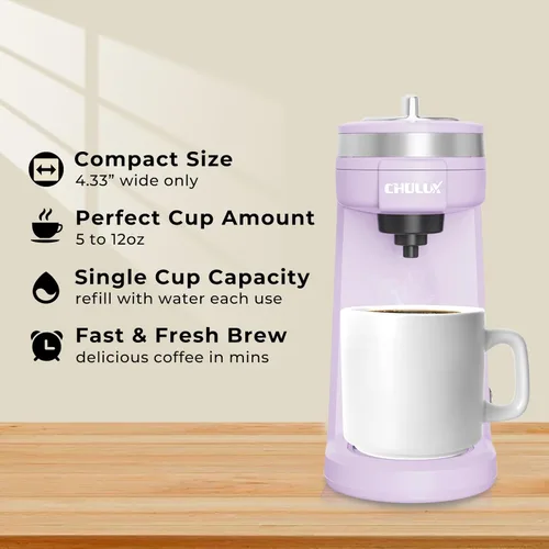 Miniatura 2 de Cafetera Mini CHULUX para Cápsula K, Cafetera de una sola porción para Americano de una Taza, Máquina de Café en Cápsulas Ligera, Lavanda