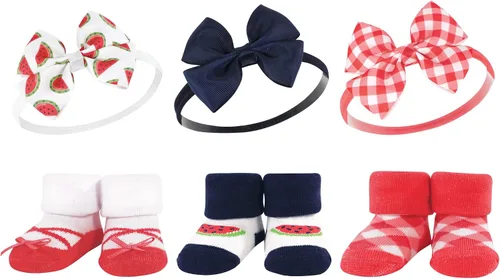 Miniatura 36 de Hudson Baby Conjunto de regalo de diadema y calcetines para niña Flor azul marino rosa
