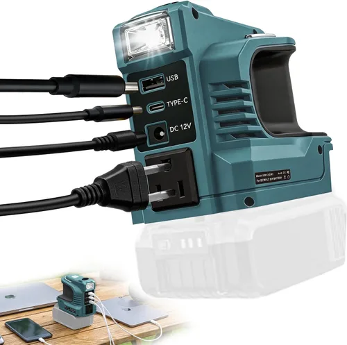 Miniatura 11 de Inversor de corriente real de 220 W compatible con batería DeWalt de 20 V, CC 20 V a CA 110 V-120 V estación de energía portátil con 1 salida de CA
