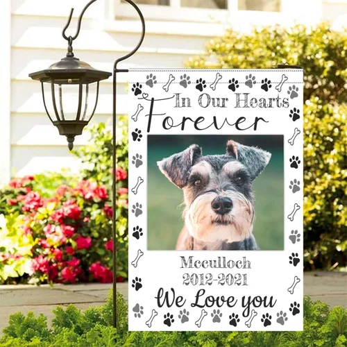 Miniatura 2 de Bandera Conmemorativa Personalizada - Banderas Conmemorativas de Jardín para Mascotas Perros en Memoria Amorosa con Foto Nombre Fecha para Bandera