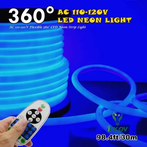 Miniatura 7 de [Actualización] Luz LED de neón de 360°, IEKOV™ CA 110-120 V, tira de luces LED de neón flexible de 360 grados, regulables e impermeables de neón +