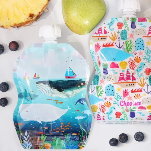 Miniatura 2 de ChooMee Bolsas reutilizables para almacenamiento de alimentos para bebés, sin BPA, a prueba de fugas, para batidos, purés y alimentos para bebés