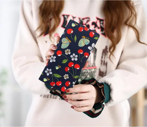Miniatura 153 de HUA ANGEL Billetera para mujer, ultra delgada y delgada, con bloqueo RFID, tarjetero de crédito, doble embrague, carteras largas, regalo para A-ámbar