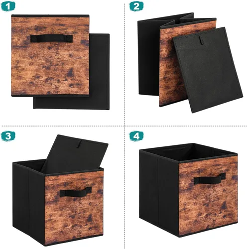 Miniatura 3 de Stero Cubos de almacenamiento de tela, paquete de 3 contenedores plegables con asa, cestas de almacenamiento de 11 pulgadas caja para estantes