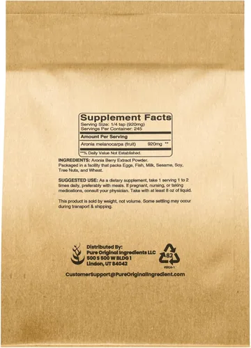 Miniatura 2 de PURE ORIGINAL INGREDIENTS Aronia Berry Powder (8 oz) Extracto de suplemento de frutas, siempre puro, sin aditivos ni rellenos