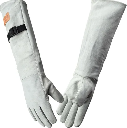 Miniatura 6 de WZQH 16 pulgadas, 932 ℉, guantes de soldadura de forja de cuero, resistentes al calor/fuego, guantes para barbacoa, horno, parrilla, chimenea, tig