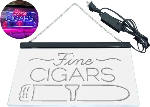 Miniatura 7 de Fine Cigars Shop - Letrero de neón LED de doble color, para sala de fumadores, cueva, azul y rojo, 16 x 12 pulgadas, st6s43-i2510-br