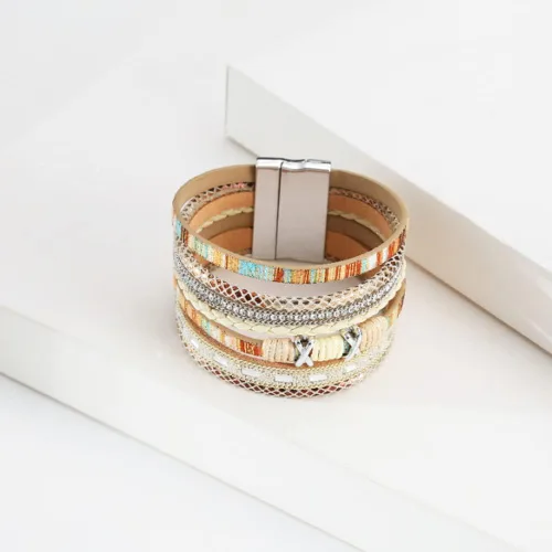 Miniatura 4 de Pulsera multicapa de cuero Pulsera de señoras cierre de mujer
