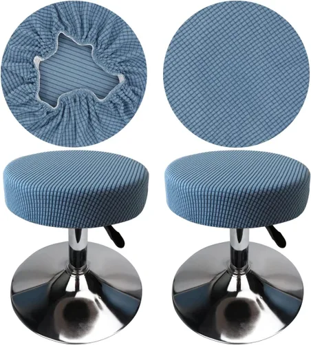 Miniatura 23 de Funda de taburete redonda de 12 a 16 pulgadas, fundas de asiento redondas para taburetes de bar, tela de lujo elástica, lavable de jacquard a prueba