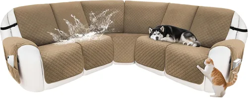 Miniatura 78 de Fundas para sofá modular reclinable, de terciopelo en forma de L, funda de consola central para perros y mascotas, lavable antideslizante, 1 funda