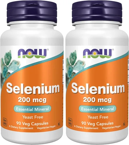 NOW Suplementos, selenio (L-Selenometionina) 200 mcg, mineral esencial*, 90 cápsulas vegetales (paquete de 2)