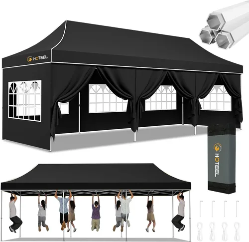 Miniatura 43 de Hoteel 10x15 Pop Up Canopy Tent Heavy Duty with 4 Sidewalls, Waterproof Party Tent, Easy Set-up Commercial Instant Tents with Roller Bag & Sandbags
