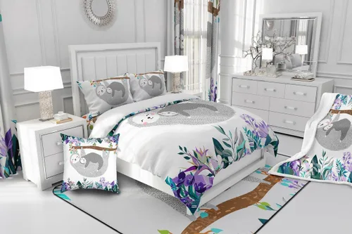 Miniatura 5 de Erosebridal Juego de ropa de cama de perezoso tamaño individual, adorable funda de edredón de perezoso en el árbol para niños y niñas, funda