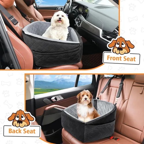 Miniatura 6 de NEEZUKAR Asiento de automóvil para perros pequeños, asiento elevador desmontable y lavable para perros de menos de 30 libras, asiento de automóvil