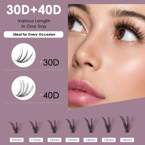 Miniatura 7 de Extensiones de Pestañas 320 Piezas, Pestañas Individuales en Racimo Natural, Extensiones de Pestañas DIY, Extensiones de Pestañas en Racimo, 320